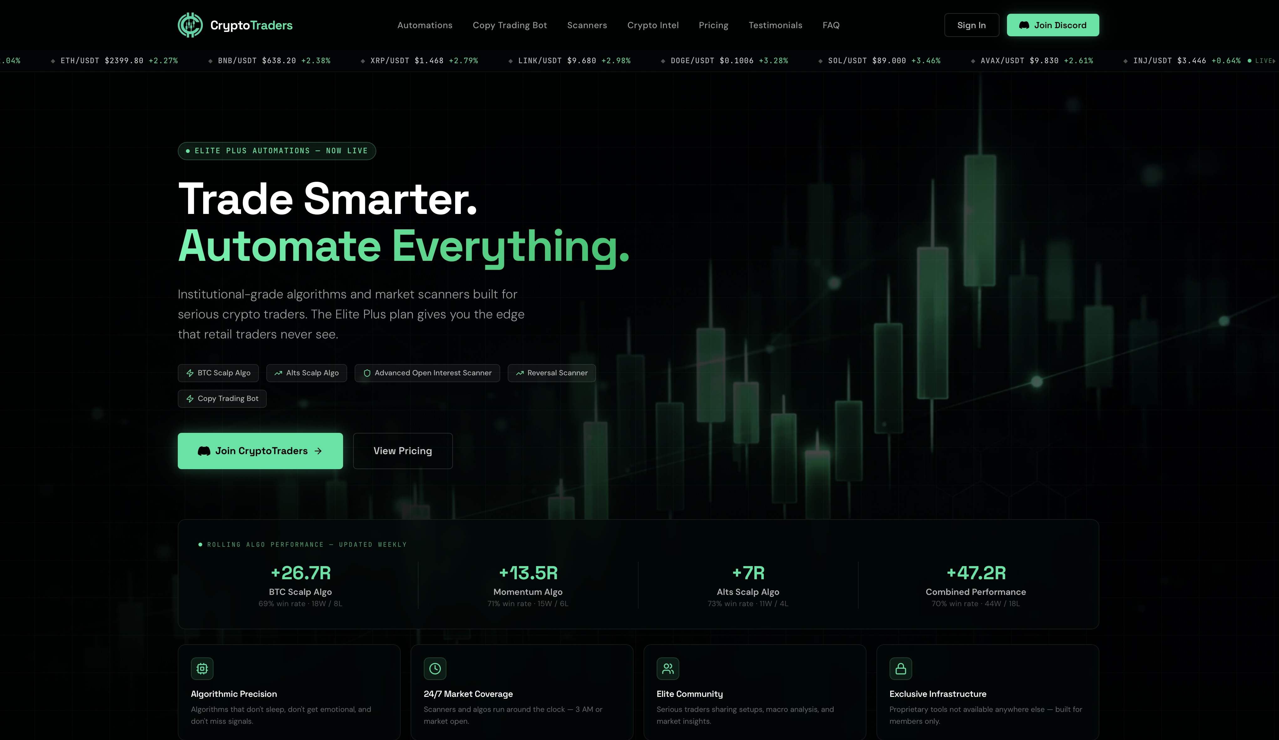 CryptoTraders landing page